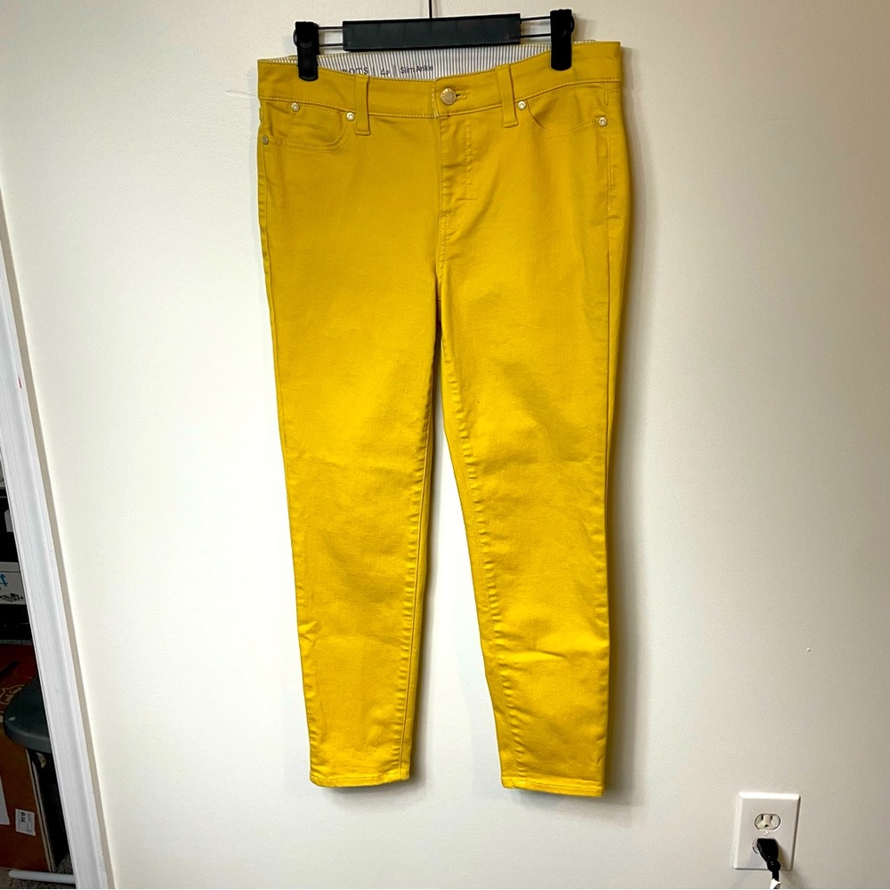 Talbots Flawless Slim Ankle Mustard Yellow High Rise Stretch Denim Jeans Size 4P